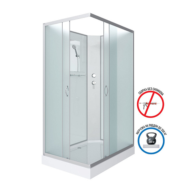 Душ.каб. NG-43085-14QBK (1000х800х2000) низкий поддон(13см) стекло МАТОВОЕ 3 места