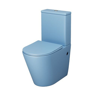 Унитаз GR-4480BSMS Color (620*365*810) ГОЛУБОЙ МАТОВЫЙ напольный БЕЗОБОДКОВЫЙ с тонкой крышкой,2 ме
