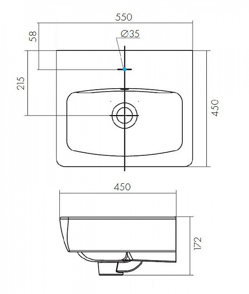 Прямоугольная раковина Santek Нео 55 1WH302185