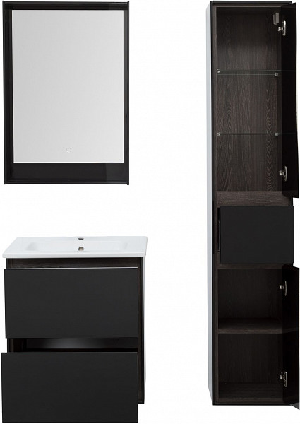 Тумба под раковину Aquanet Милан 60 черный глянец 00269306