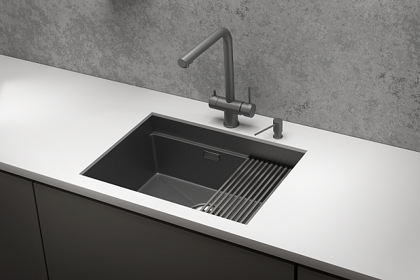 KS-6045U, ГРАФИТ МАТОВЫЙ, стальная кухонная мойка KITCHEN SPACE