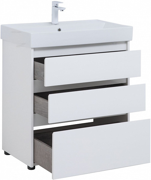 Тумба под раковину Aquanet Nova Lite 75 белый глянец (3 ящика) 00302472