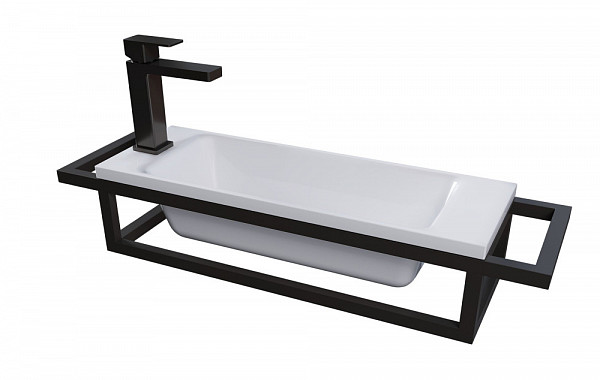 Консоль подвесная "МЕТРИС-50 см" черная с прав. и лев. полотенцедержателем (ум. Модуль-50)