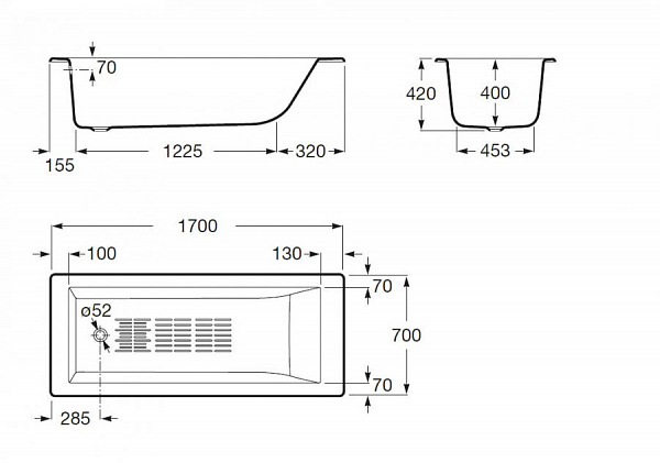 Чугунная ванна Roca Tampa 170x70 234150000