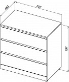 Комод Aquanet Сканди 800x480 Дуб крафт (3 ящика) 00302544