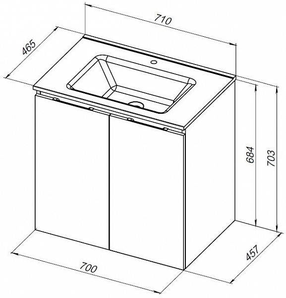 Тумба под раковину Aquanet Алвита New 70 2 дверцы, антрацит 00303904