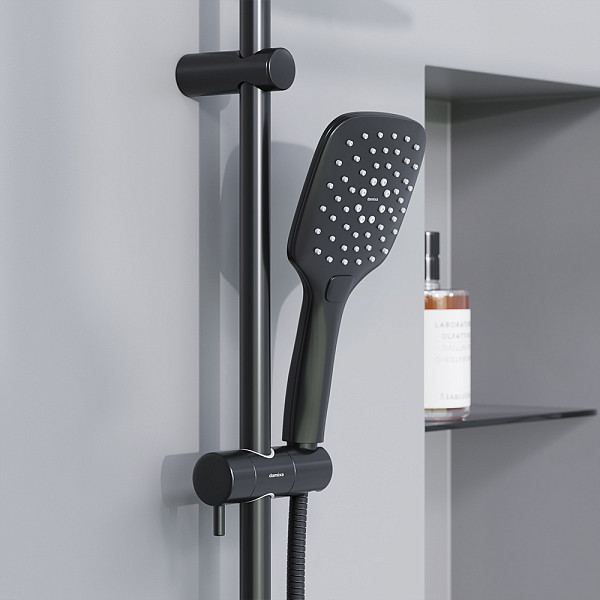 931000300 Eclipse, душ. система: верхний душ 220мм, ручн.душ 3 ф-ии 120 мм, штанга 1010 мм, черный