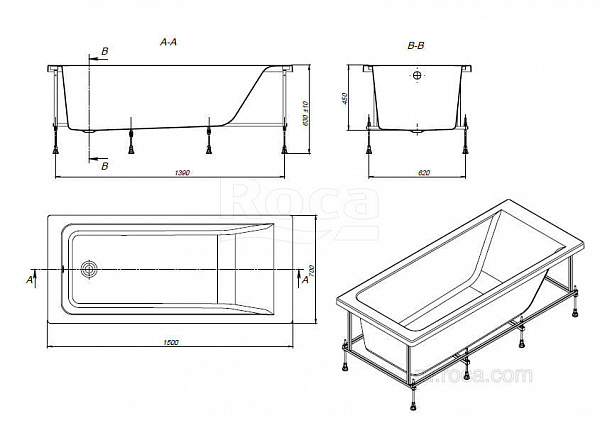 Акриловая ванна Roca Easy 150x70 ZRU9302904