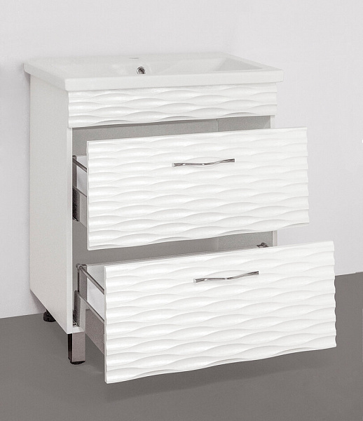 Тумба  Style Line напольная под раковину Ассоль 70, Комо 70, Люкс техно платина, PLUS