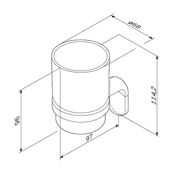 A8434322 X-Joy Стеклянный стакан с настенным держателем