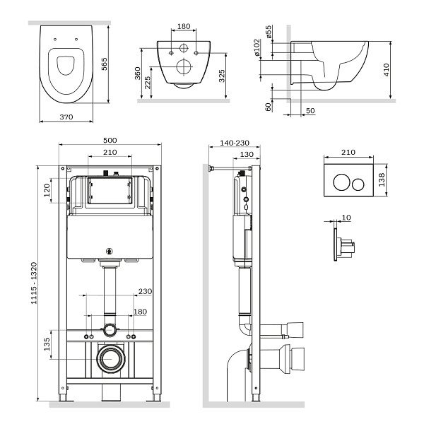 IS49001.111700 Комплект инсталляция с клав Pro L белый с подвесным унитазом Awe FlashClean с сид м/л