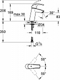Смеситель для раковины Grohe Eurosmart 23324001