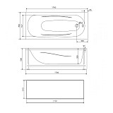 WILL-170-070W-P  Панель к ванне Willow 170 x 70 см