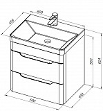 Тумба под раковину Aquanet София 60 белый глянец (2 ящика) 00288905