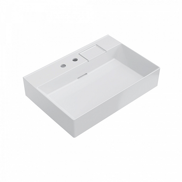 Раковина Kerama Marazzi LOGICA мебельная\подвесная с двумя отверстиями 70, белая глянцевая