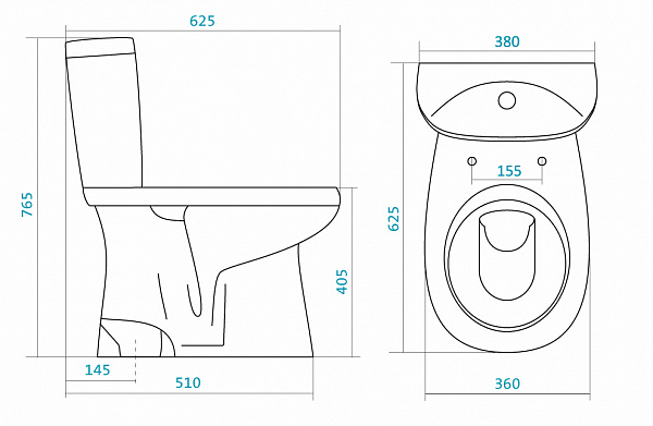 Унитаз Анимо с вертикальным выпуском 1WH302136 Santek