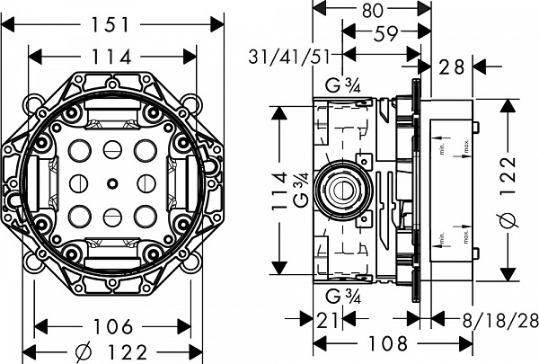 Внутренняя часть Hansgrohe Ibox Universal 01800180