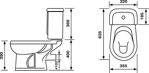Унитаз-компакт Оскольская керамика Ирида Стандарт, с горизонтальным выпуском, зеленый