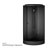 W90C-401-090BT Gem кабина душевая 90x90, 1/4 круга,  профиль черный, стекло прозрачное