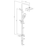 931000300 Eclipse, душ. система: верхний душ 220мм, ручн.душ 3 ф-ии 120 мм, штанга 1010 мм, черный