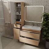 Тумба подвесная Style line Атлантика 90, Люкс ясень перламутр, под раковину, PLUS