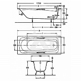Чугунная ванна Jacob Delafon Melanie 170x70 с отверстиями под ручки E2925-00