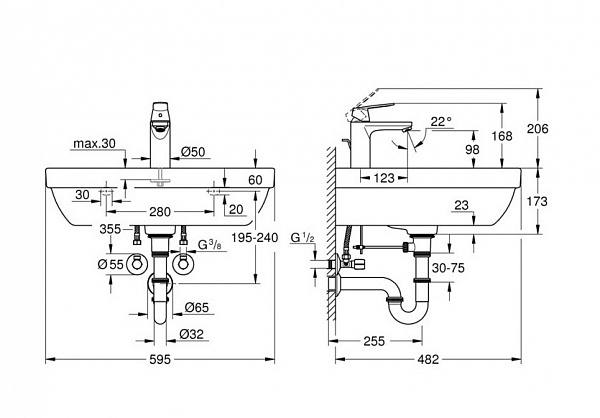Раковина Grohe Euro Ceramic 39642000 со смесителем