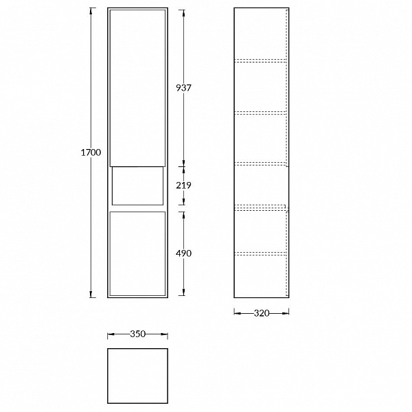 Пенал Kerama Marazzi  Plaza 170 см PL.M.170\WHT