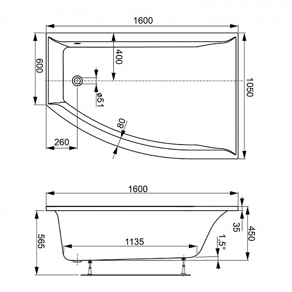 Акриловая ванна Vagnerplast Veronela Offset 160x105 правая VPBA160VEA3PX-04