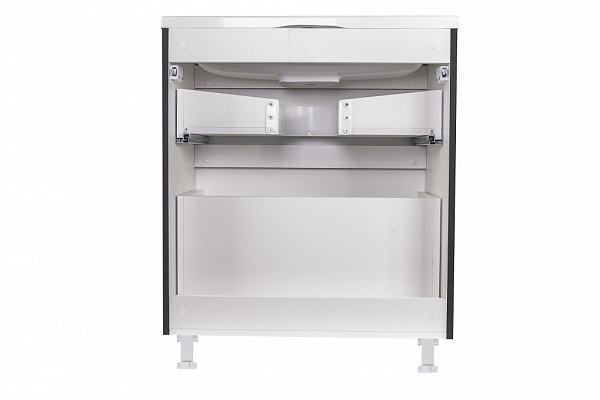 Тумба напольная "Бергамо мини 70" (2 ящ.) Люкс антискрейтч черный, под раковину, PLUS