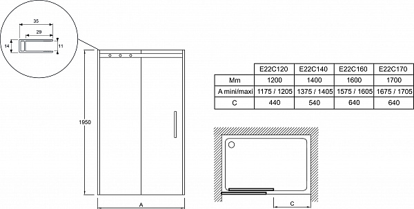 Душевая дверь Jacob Delafon Contra 170x195 см E22C170-GA