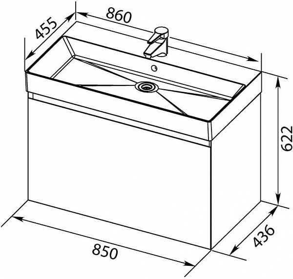 Тумба с раковиной Aquanet Нью-Йорк 85 орех 00213936