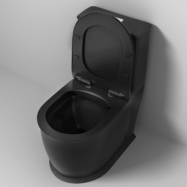 Унитаз GR-4492BMS Retro (670*350*825) ЧЕРНЫЙ МАТОВЫЙ напольный БЕЗОБОДКОВЫЙ с тонкой крышкой,1 место