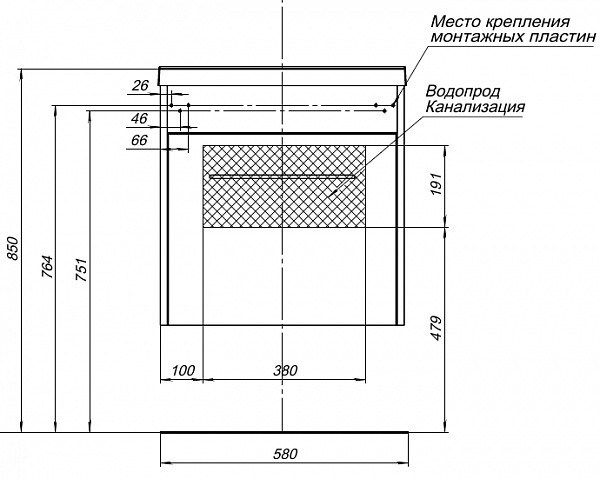 Тумба под раковину Aquanet Августа 58 белый (ручки хром) 00274017