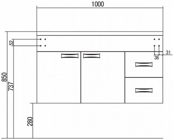 Тумба под раковину Акватон Диор 100 см 1A167701DR010