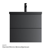 M90FHX06022BM GEM, База под раковину, подвесная, 60 см, 2 ящика push-to-open, цвет: черный матовый