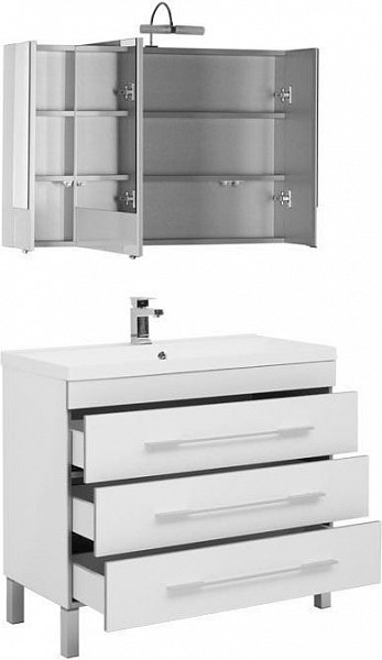 Комплект мебели для ванной Aquanet Верона NEW 100 белый (напольный 3 ящика) 00230322