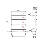 Полотенцесушитель электрический Point Виктория PN06856 П4 500x600 диммер справа, хром