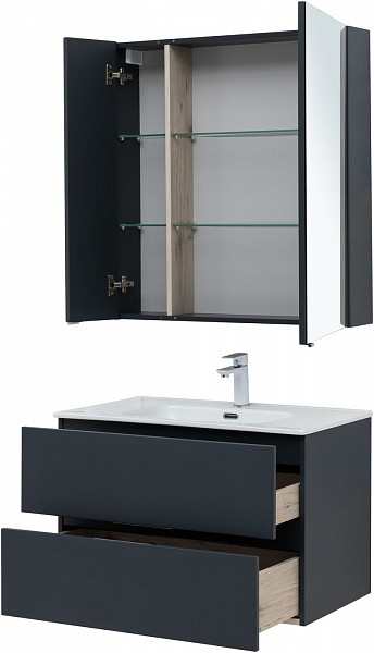 Мебель для ванной Aquanet Алвита New 80 2 ящика, антрацит 00274200