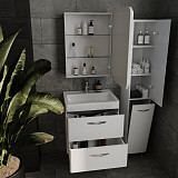 Тумба подвесная Style line Каре 60, 2 ящика, Люкс белая, под раковину, PLUS