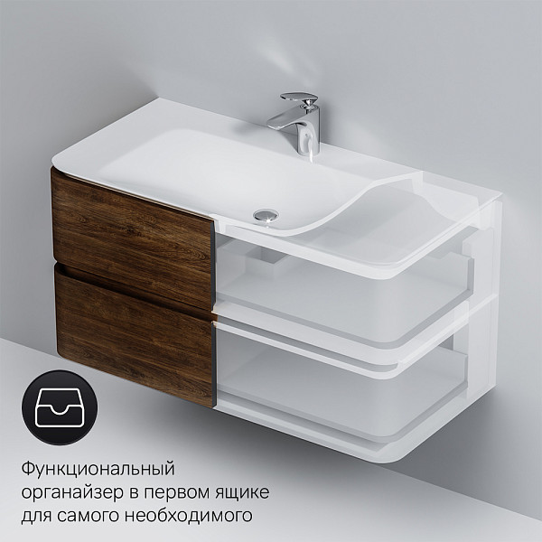 M30FHX1002NF Sensation, База под раковину, подвесная, 100 см, ящики, орех, текстурированная, шт