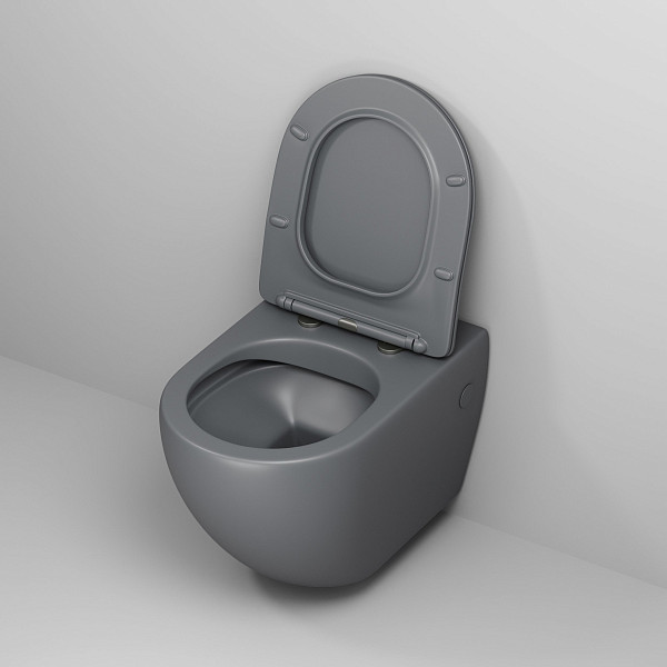 Унитаз GR-4411GMS Color (550*365*395) СЕРЫЙ МАТОВЫЙ подвесной БЕЗОБОДКОВЫЙ