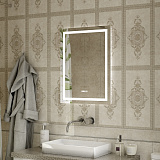 Зеркало Континент "Verte Led" 600х800 с часами, датчиком движения