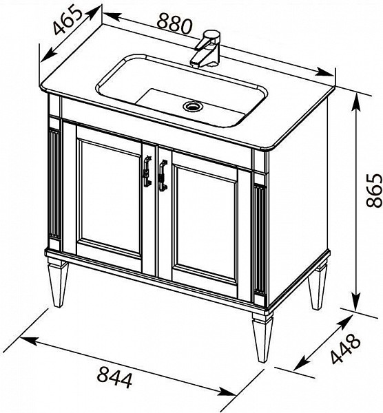 Тумба под раковину Aquanet Селена 90 белый/серебро 00201649