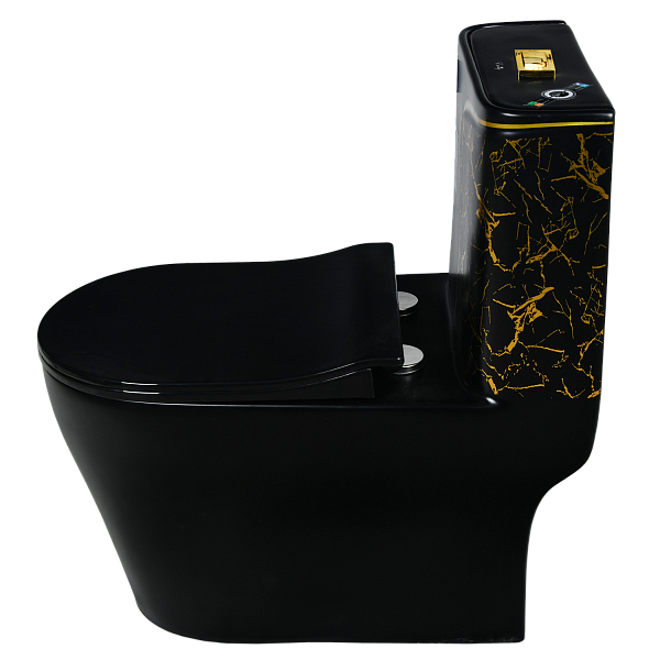 EY-9004 Унитаз -моноблок, с сиденьем термопласт с микролифтом черно-золото