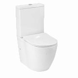 Унитаз-компакт Esfera белый, горизонтальный выпуск,двух режимный слив 3/6 литров, в комплекте с быстросьемным сиденьем микролифт, дюропласт Selena E011WG