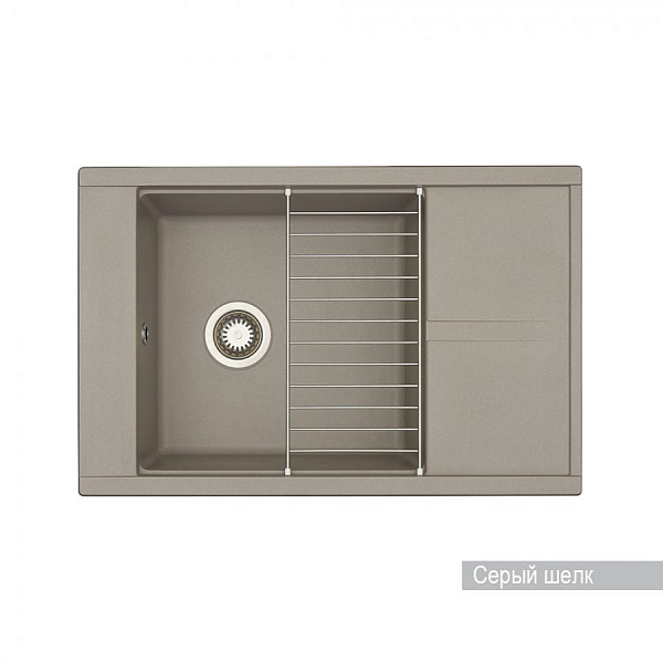 Мойка для кухни Aquaton Делия 78 прямоугольная с крылом серый шелк 1A715132DE250