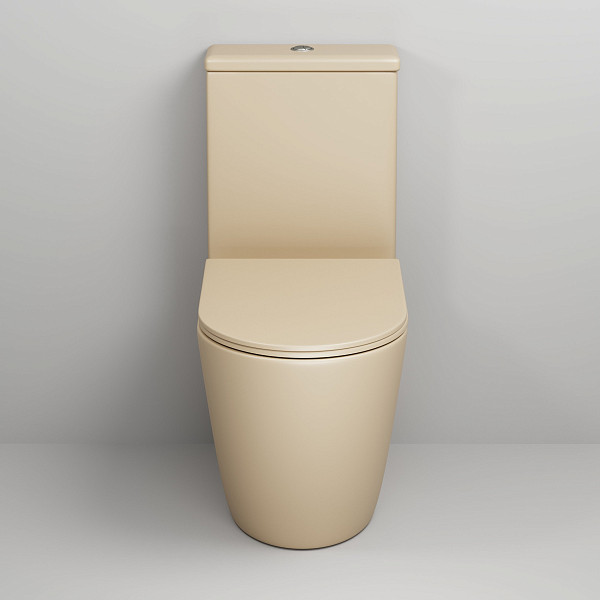 Унитаз GR-4480BEMS Color (620*365*810) БЕЖЕВЫЙ МАТОВЫЙ напольный БЕЗОБОДКОВЫЙ, 2 места