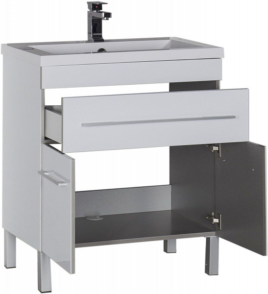Тумба под раковину Aquanet Верона 75 белый (напольная 1 ящик 2 дверцы) 00182706