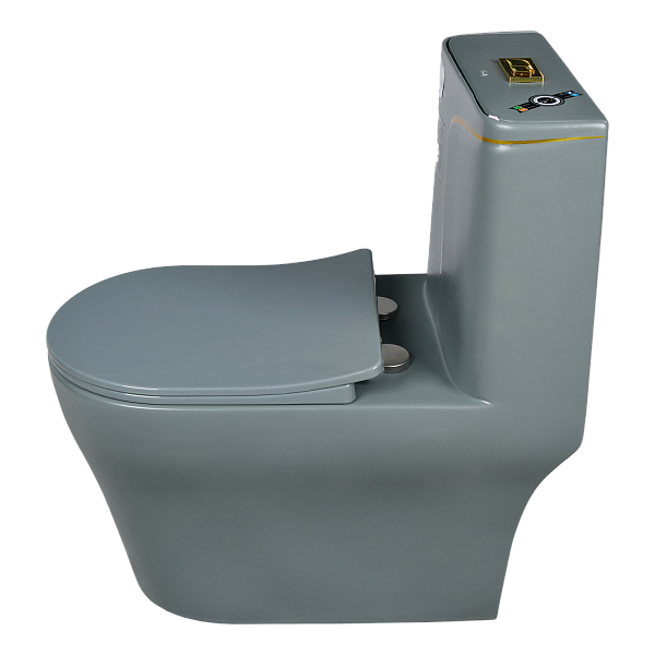 EY-9003 Унитаз -моноблок, с сиденьем термопласт с микролифтом серый/золото